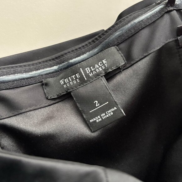 WHBM Black Duchess Satin Strapless High Low Hem Ball Gown with Pockets, sz 2 XXS - Picture 9 of 13